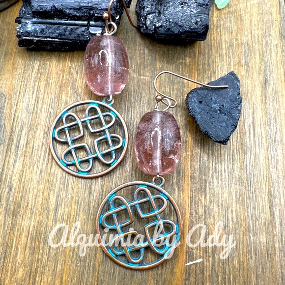 Big ametrine brass dangle rustic maximalism earrings statement handmade - Picture 1 of 1